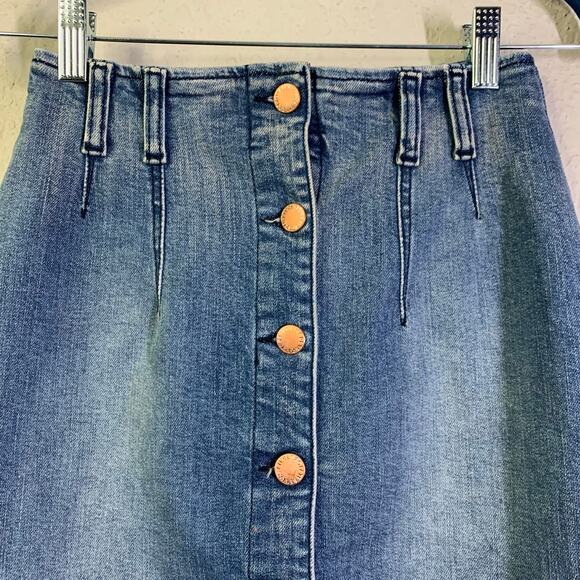 RETROFETE Skirt XS Harmonia Pencil Down Front Button Closure Edgy Distressed Hem - Picture 7 of 16